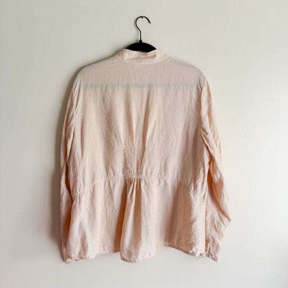 J. Jill Cream Pleated Single Button Linen Jacket - XL - Picture 7 of 8